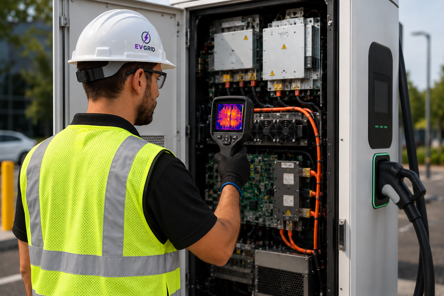 Thermal inspection of electric vehicle charging equipment